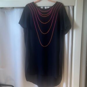 Sejour Navy Blue Tunic with Pink and Orange Details